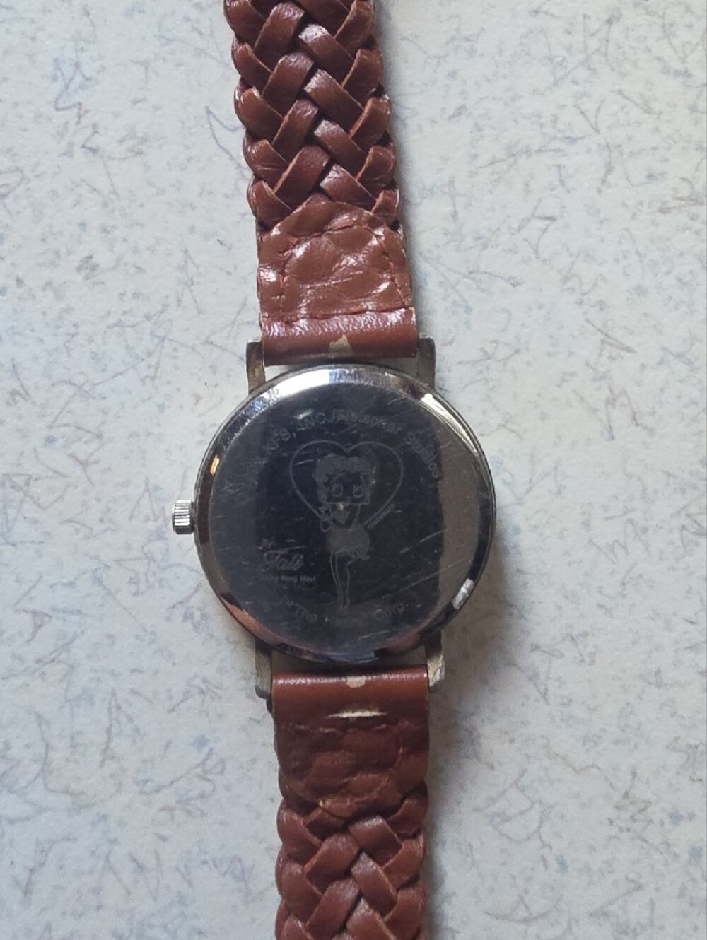 Vintage Betty Boop Brown Braided Leather Strap Watch with Character Dial - Picture 3 of 6